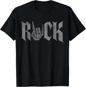 Rock On Skeleton Hand Rock and Roll Rock Music Band T-Shirt