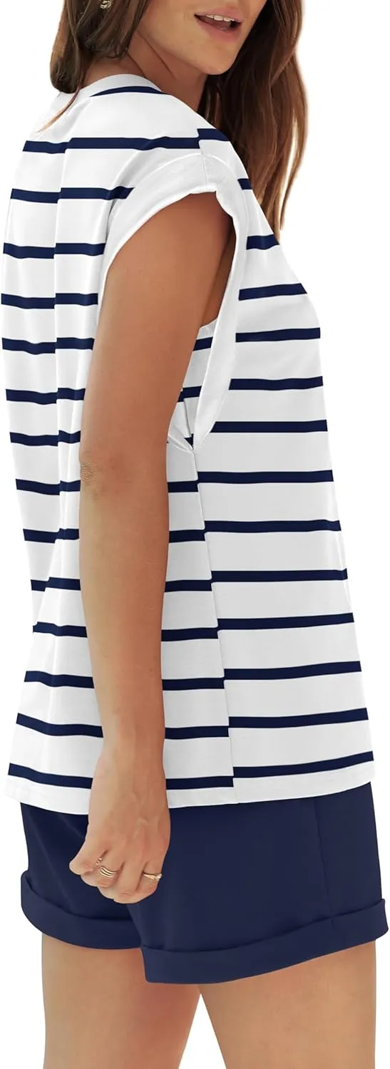 RUBZOOF 2 Piece Outfits for Women Lightweight Matching Lounge Sets Cap Sleeve Top and Elastic Waisted Shorts