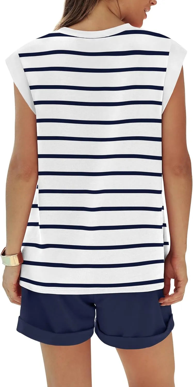 RUBZOOF 2 Piece Outfits for Women Lightweight Matching Lounge Sets Cap Sleeve Top and Elastic Waisted Shorts