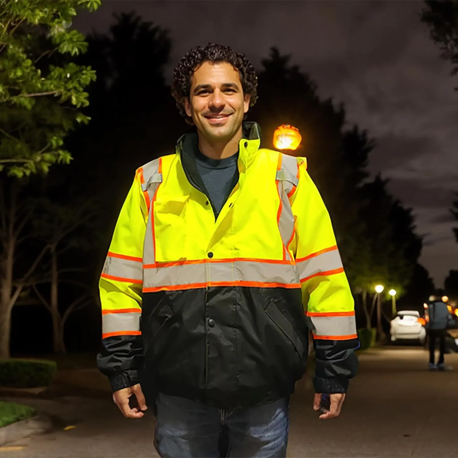 Safety Work Bomber Reflective Jackets for Men, Winter High Visibility Fleece Liner Jacket ANSI Compliant Waterproof