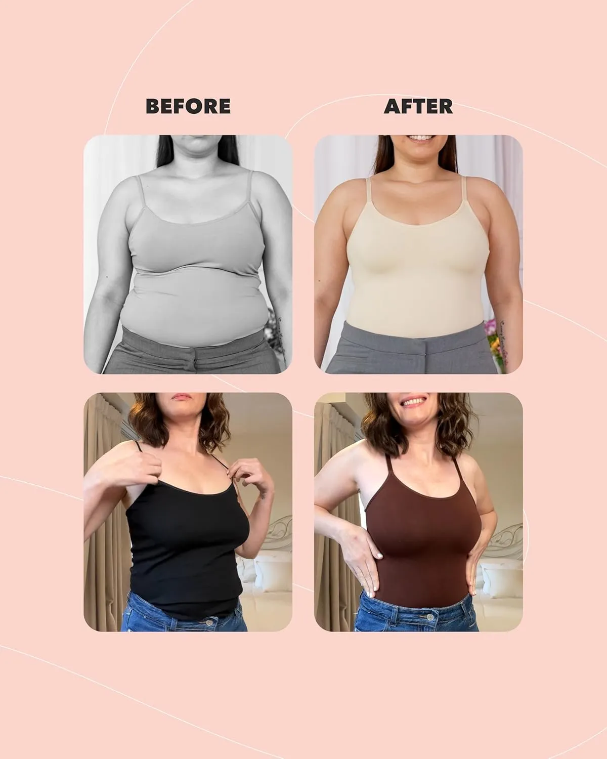 SHAPERMINT Womens Tops - Scoop Neck Cami Body Shaper for Women, Shapewear Tummy Control, Camisole Tank Tops for Women