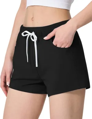 SPECIALMAGIC Women's Casual Sweat Shorts with Pockets 3 Inch Summer Cotton Drawstring Workout Running Lounge Shorts