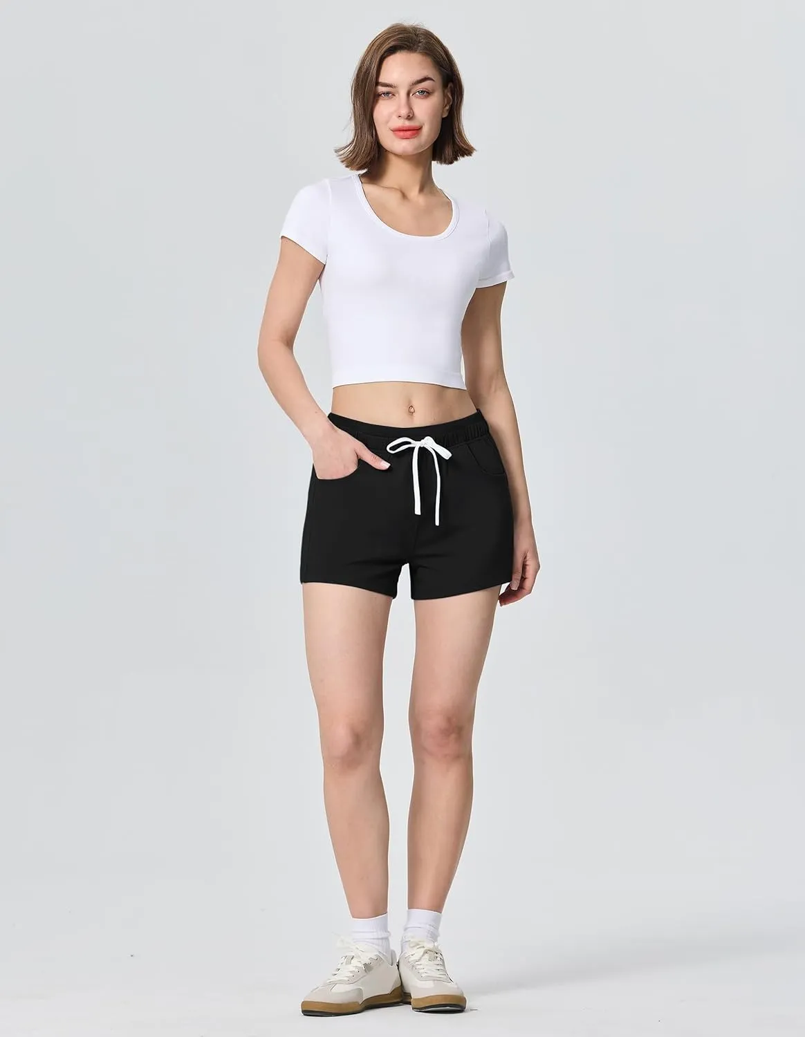 SPECIALMAGIC Women's Casual Sweat Shorts with Pockets 3 Inch Summer Cotton Drawstring Workout Running Lounge Shorts
