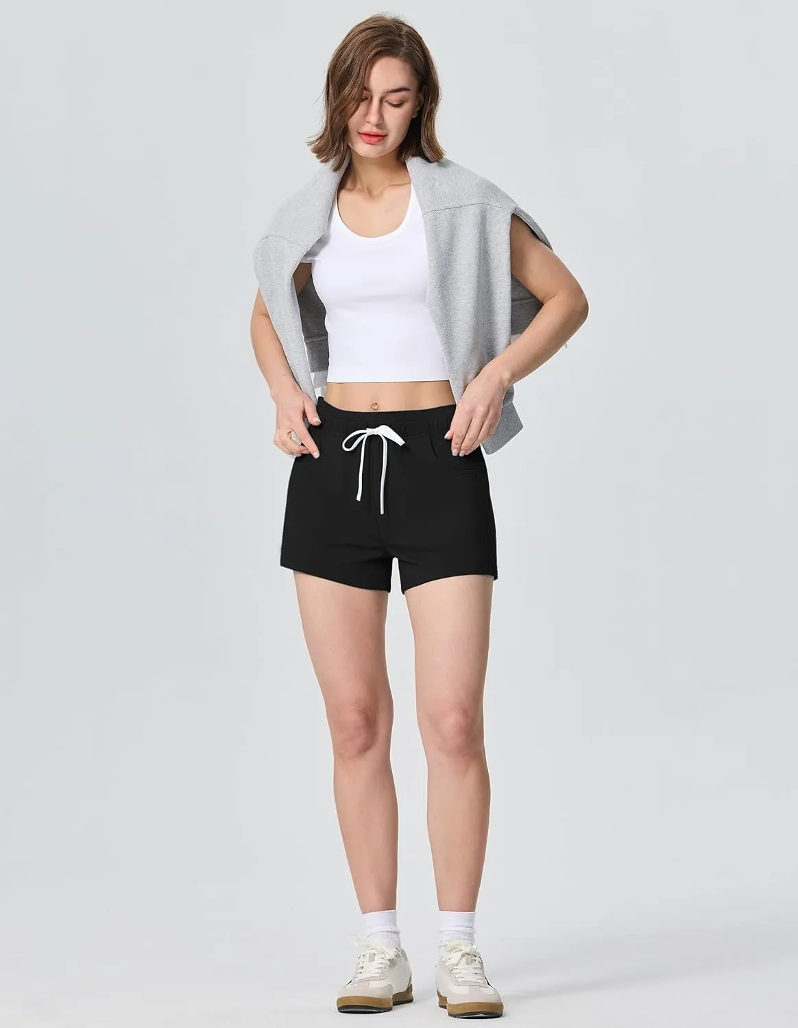 SPECIALMAGIC Women's Casual Sweat Shorts with Pockets 3 Inch Summer Cotton Drawstring Workout Running Lounge Shorts