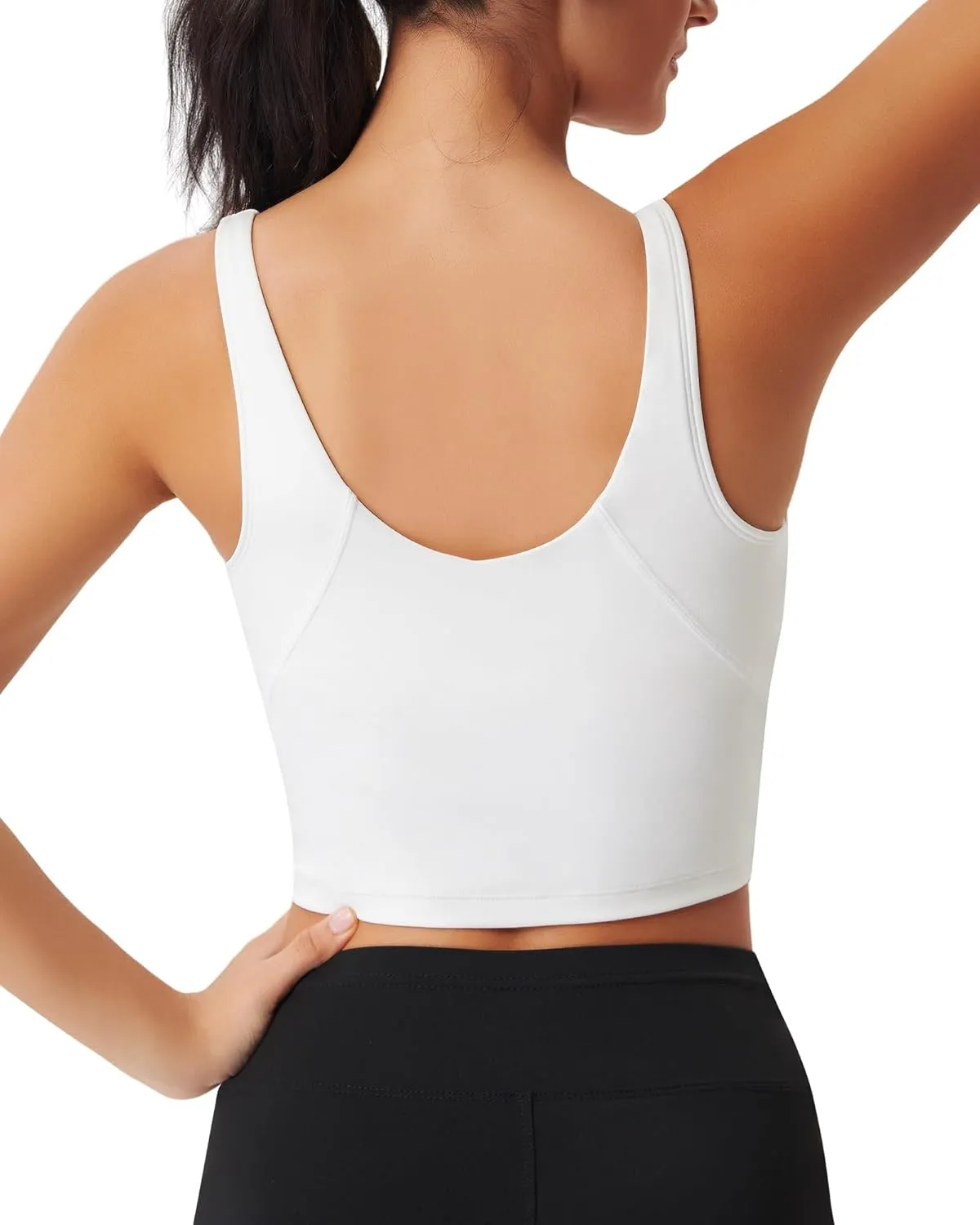 Sports Bras for Women Longline Padded Medium Support Workout Crop Tops Built in Shelf Bra Wirefree Gym Yoga Tank Top