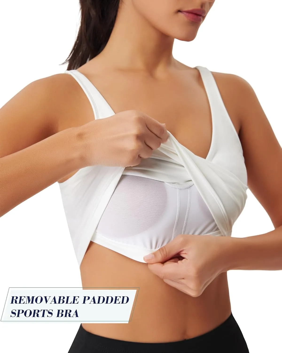 Sports Bras for Women Longline Padded Medium Support Workout Crop Tops Built in Shelf Bra Wirefree Gym Yoga Tank Top