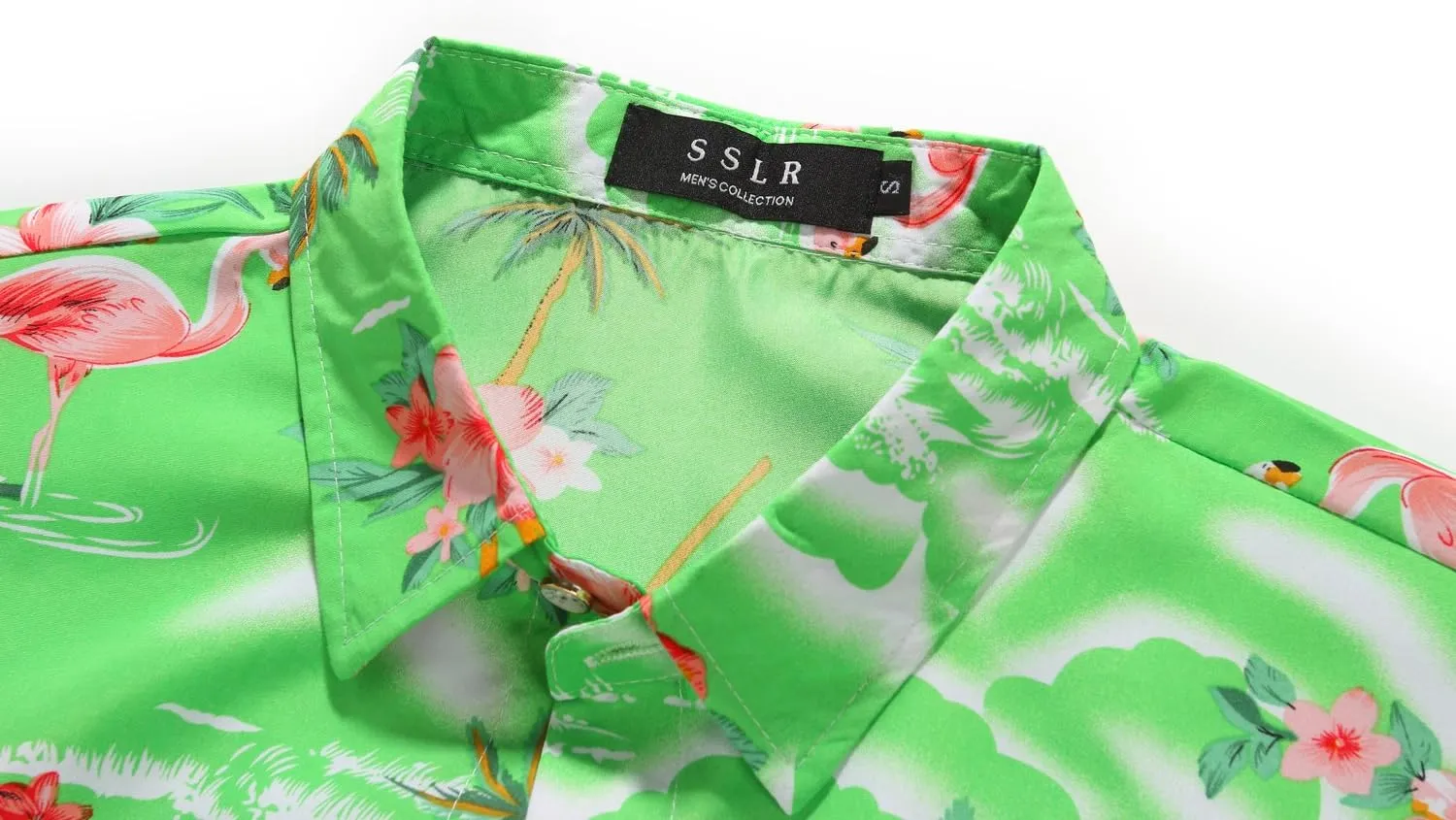SSLR Pack Hawaiian Shirt for Men Flamingo Short Sleeve Casual Button Down Shirts Summer Beach Shirt