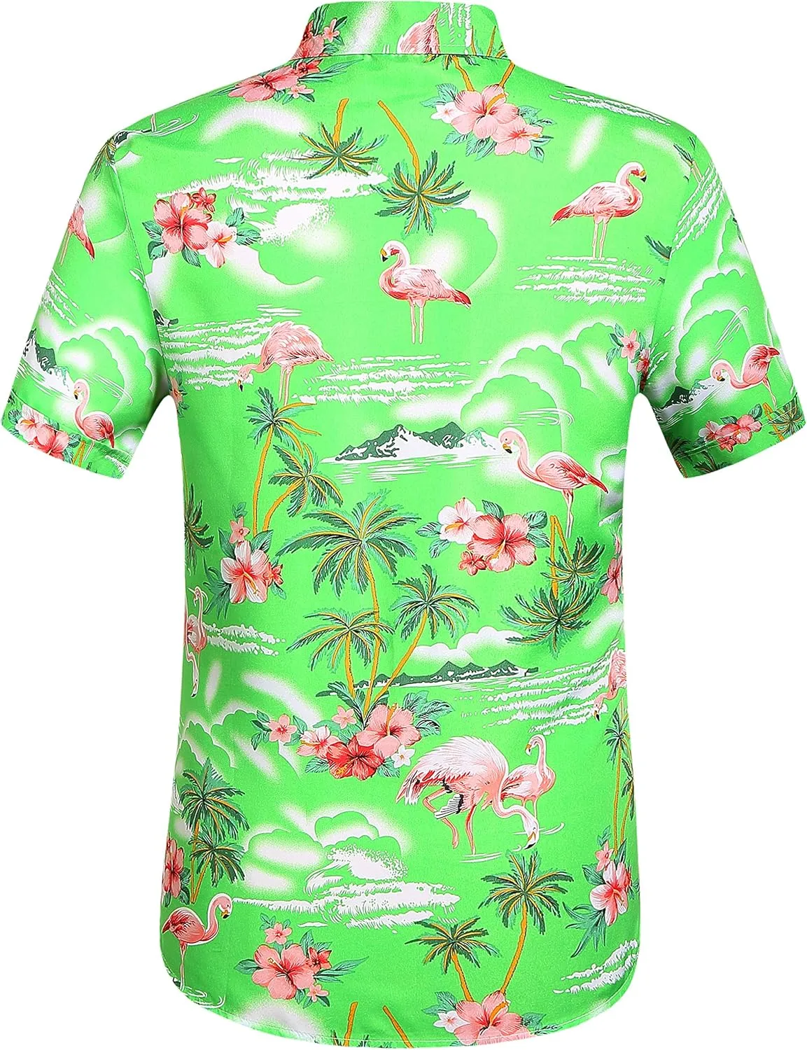 SSLR Pack Hawaiian Shirt for Men Flamingo Short Sleeve Casual Button Down Shirts Summer Beach Shirt