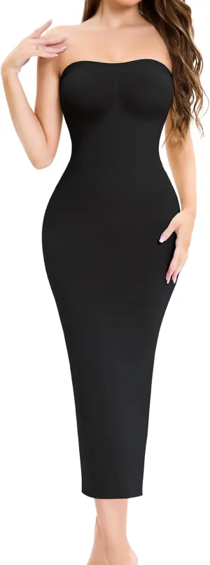Strapless Shapewear Slip for Under Dresses, Full Slip Dress for Women, Tummy Control Seamless Body Shaper