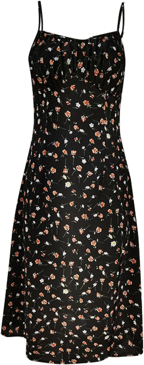 Summer Dresses for Women Spaghetti Strap Polka Dot Midi Dress 2025 Trendy Sexy Sleeveless Slit Beach Boho Sundresses