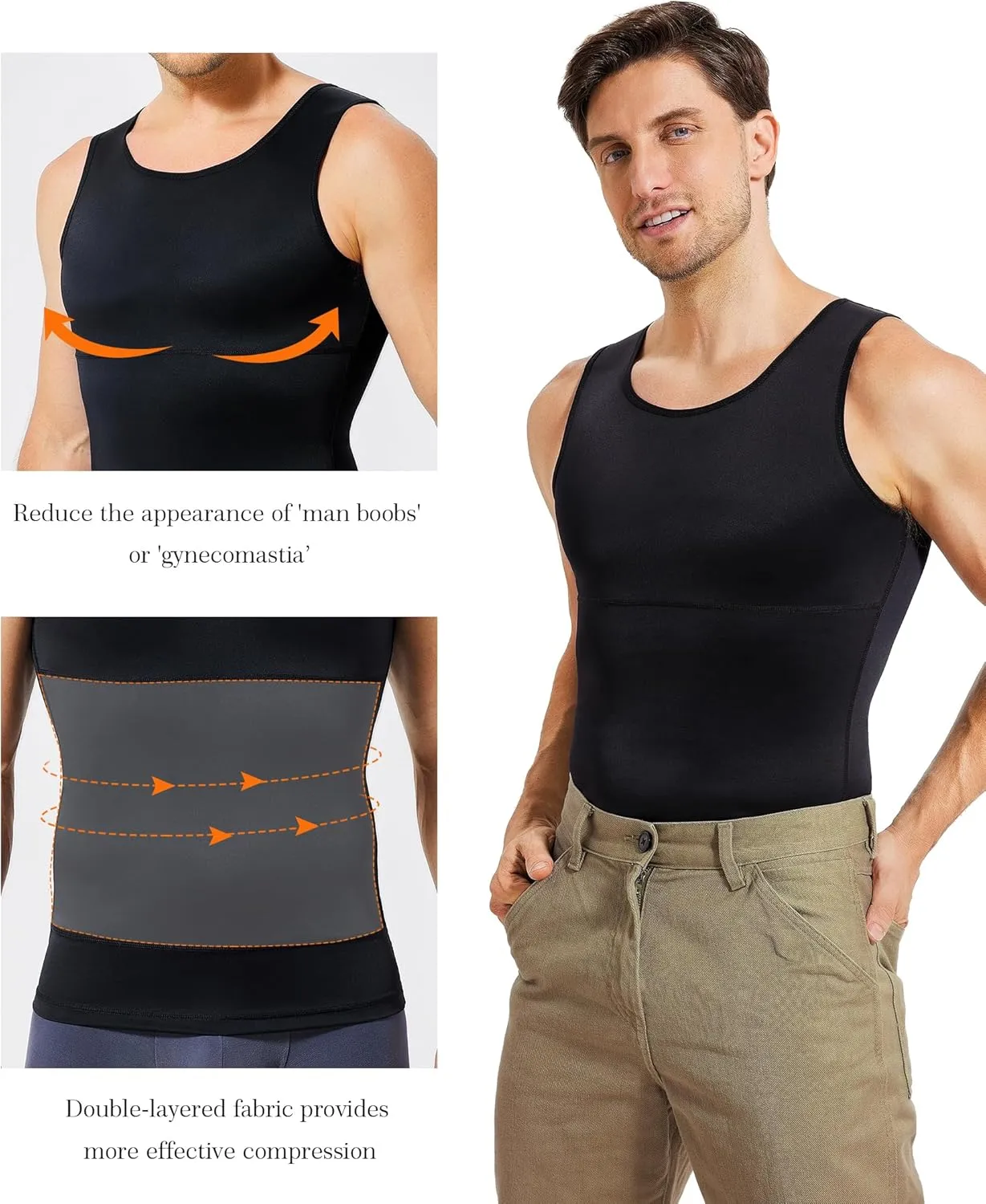 TAILONG Compression Shirt Men Shapewear Slimming Body Shaper Vest Compression Tank Top Undershirt