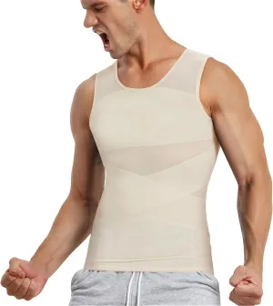 TAILONG Men's Compression Shirt for Body Shaper Slimming Vest Tight Tummy Underwear Tank Top