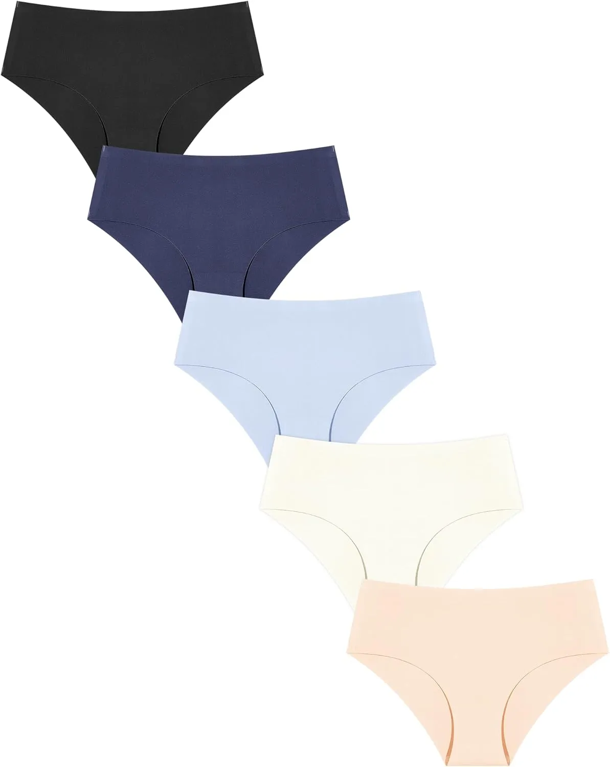 UNDER THE SEA Seamless Underwear for Women Mid Rise Brief Sexy No Show Bikini Panties Womens Cheeky 5 Pack XS-XL