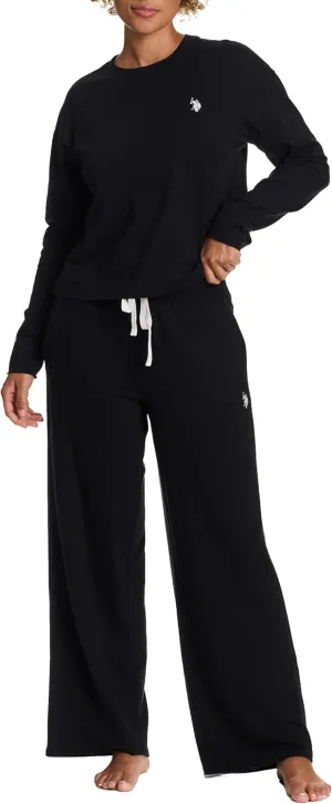 U.S. Polo Assn. Lounge Sets for Women, Tracksuit Sets for Women 2 Piece with Top and Wide Leg Sweatpants