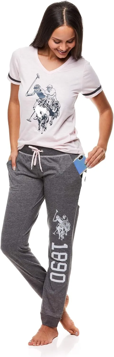 U.S. Polo Assn. Womens Pajama Set - Short Sleeve Shirt and Pajama Pants Sleepwear and Lounge Sets for Women
