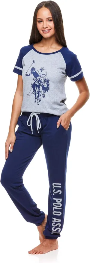 U.S. Polo Assn. Womens Pajama Set - Short Sleeve Shirt and Pajama Pants Sleepwear and Lounge Sets for Women