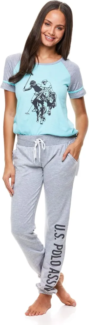 U.S. Polo Assn. Womens Pajama Set - Short Sleeve Shirt and Pajama Pants Sleepwear and Lounge Sets for Women