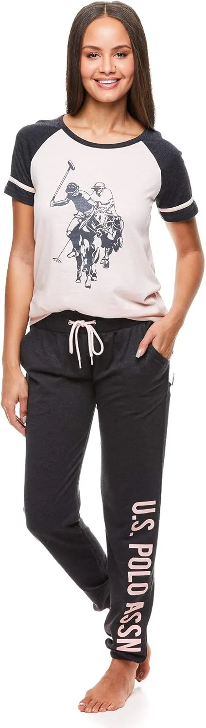 U.S. Polo Assn. Womens Pajama Set - Short Sleeve Shirt and Pajama Pants Sleepwear and Lounge Sets for Women