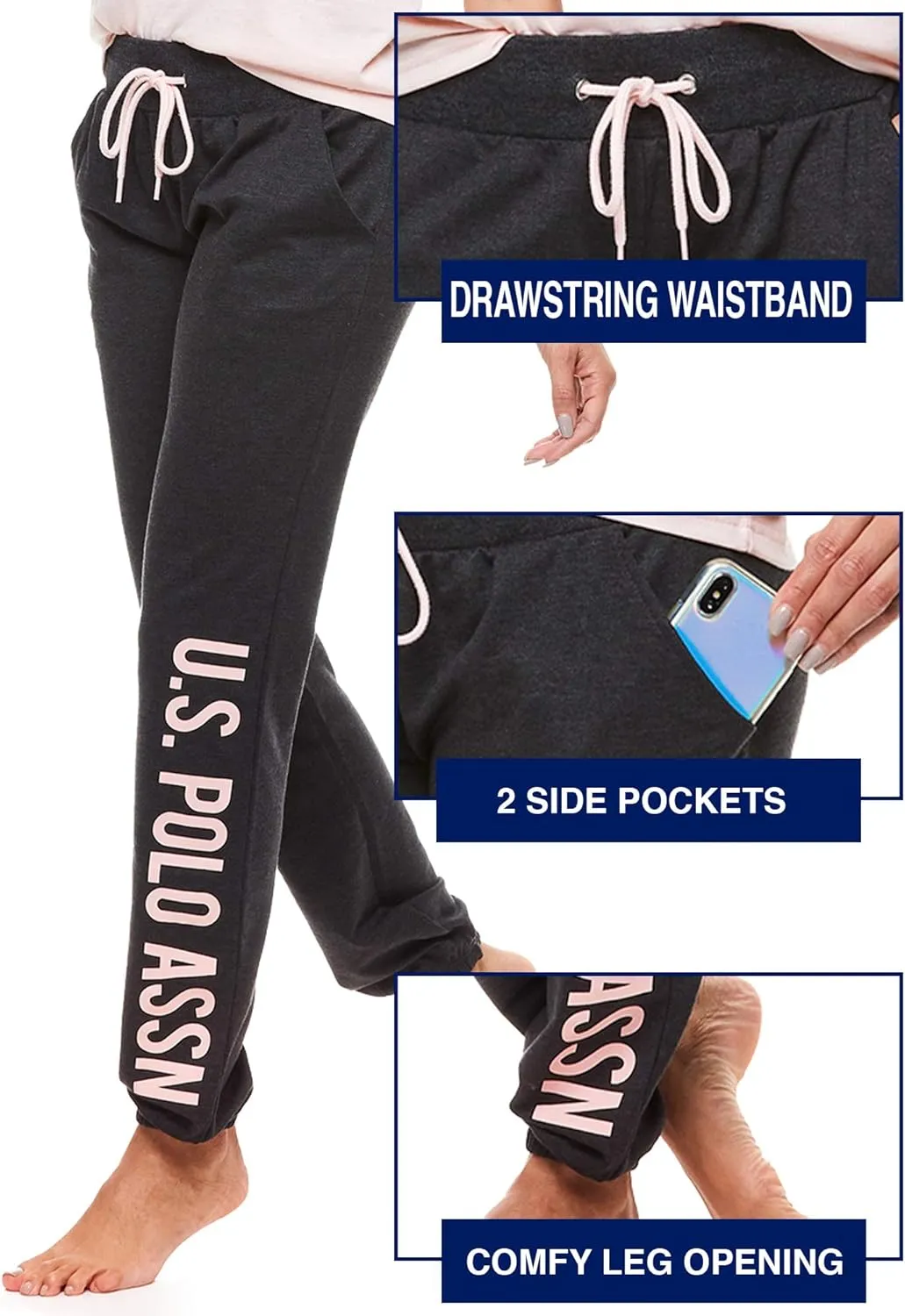 U.S. Polo Assn. Womens Pajama Set - Short Sleeve Shirt and Pajama Pants Sleepwear and Lounge Sets for Women