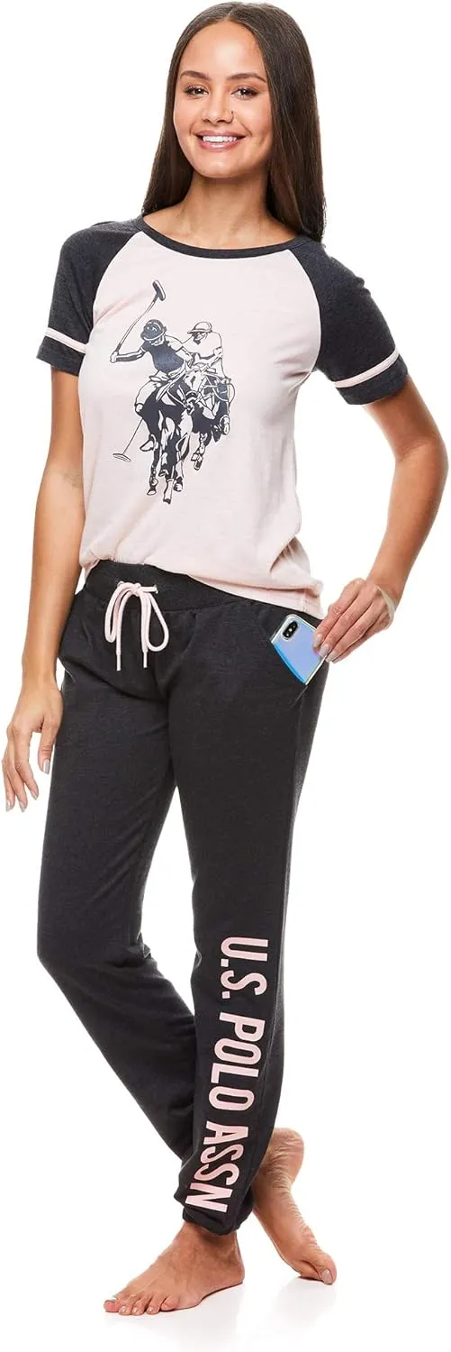 U.S. Polo Assn. Womens Pajama Set - Short Sleeve Shirt and Pajama Pants Sleepwear and Lounge Sets for Women