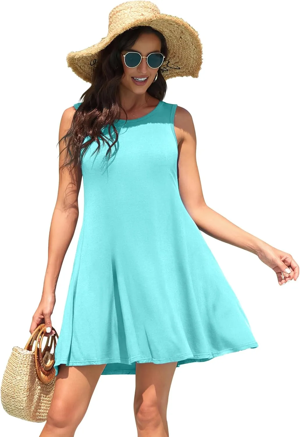 WEACZZY Women Summer Casual Swing T Shirt Dresses Beach Cover up Loose Dress