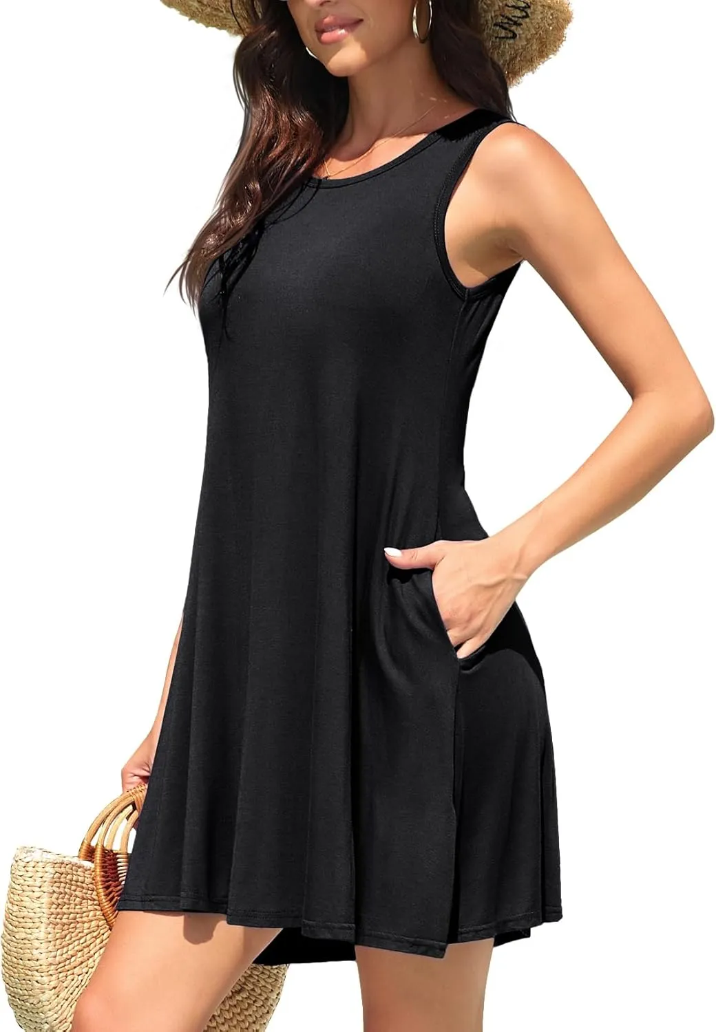 WEACZZY Women Summer Casual Swing T Shirt Dresses Beach Cover up Loose Dress