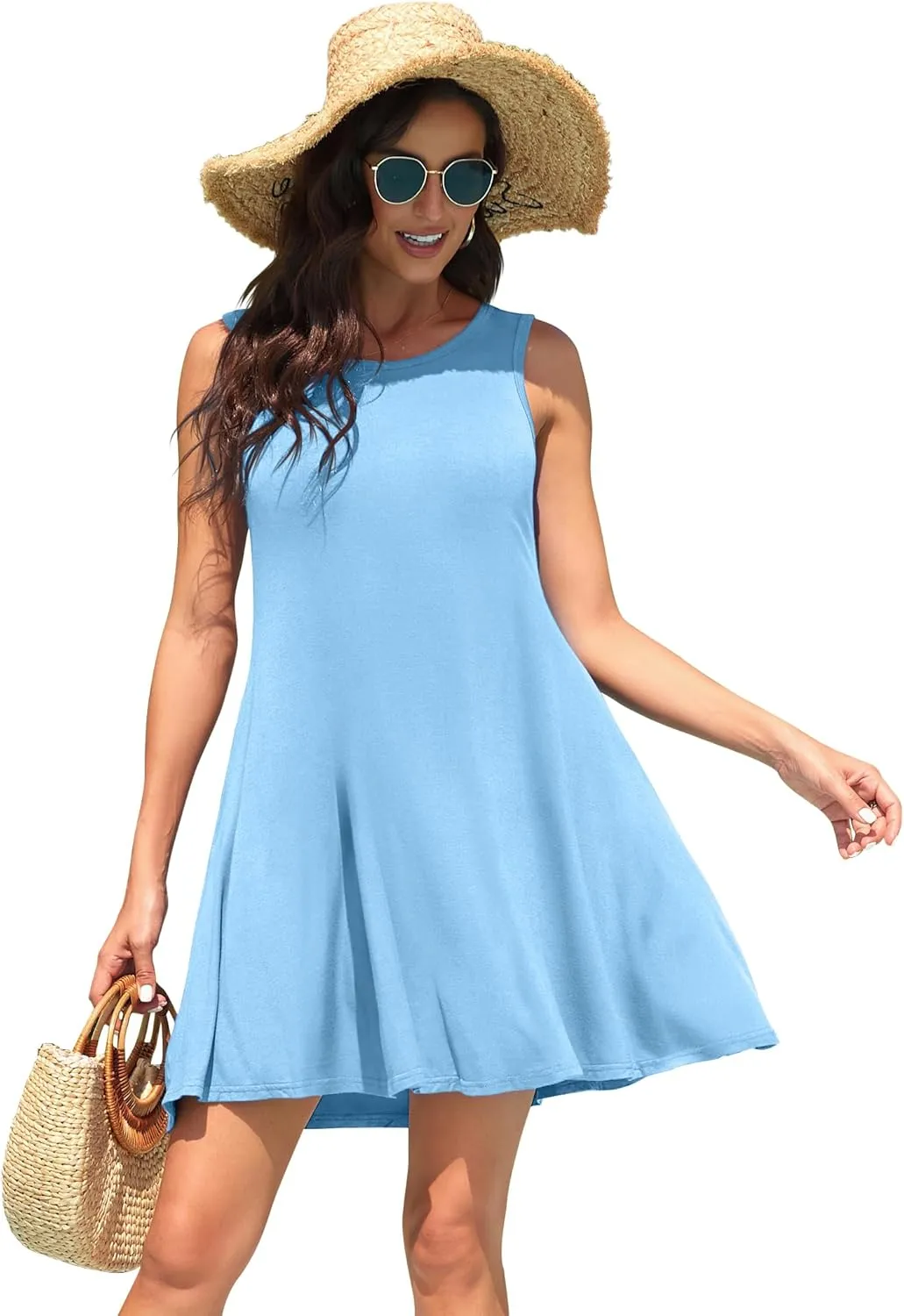 WEACZZY Women Summer Casual Swing T Shirt Dresses Beach Cover up Loose Dress