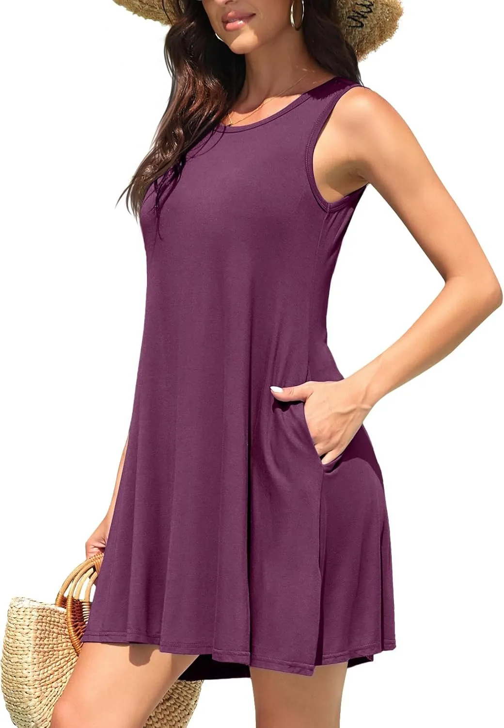 WEACZZY Women Summer Casual Swing T Shirt Dresses Beach Cover up Loose Dress