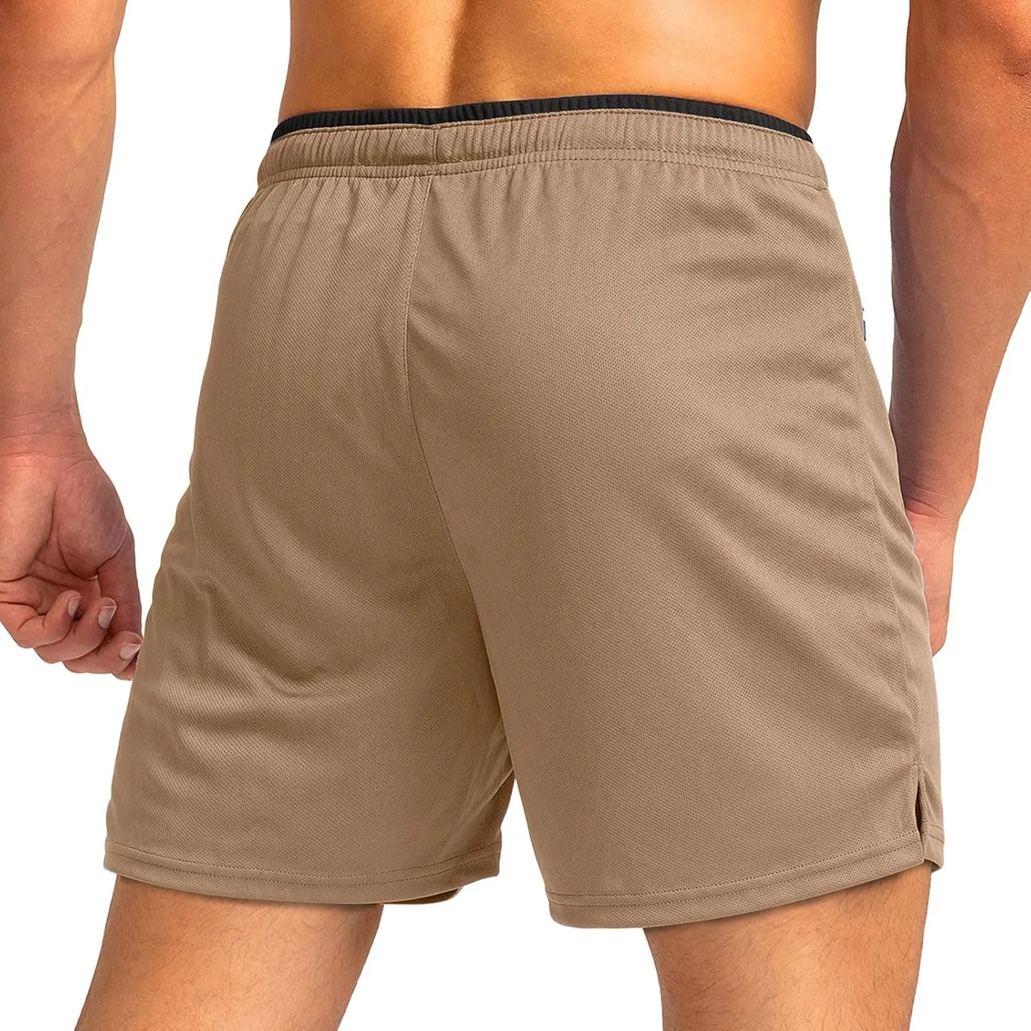 WENKOMG1 Mens Quick Dry Jogging Shorts Elastic Waist Drawstring Breathable Workout Shorts SweatShorts with Zip Pockets