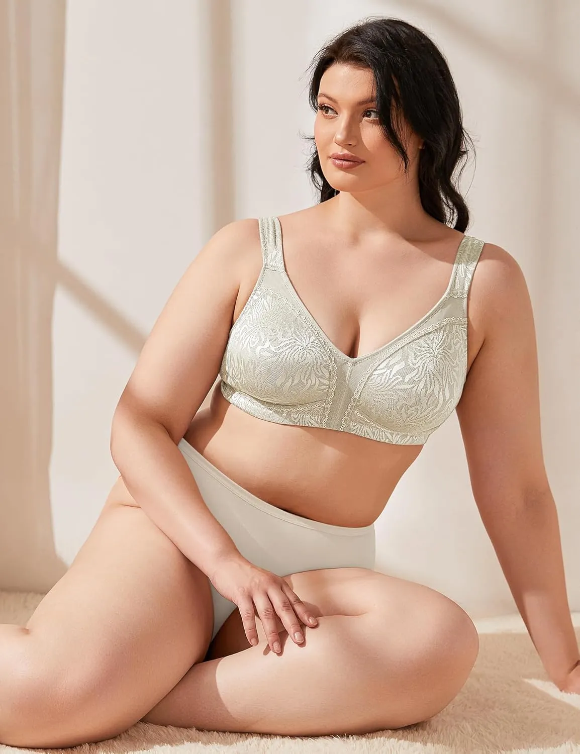Wingslove Women's Full Coverage Non Padded Comfort Minimizer Wire-Free Bra Plus Size