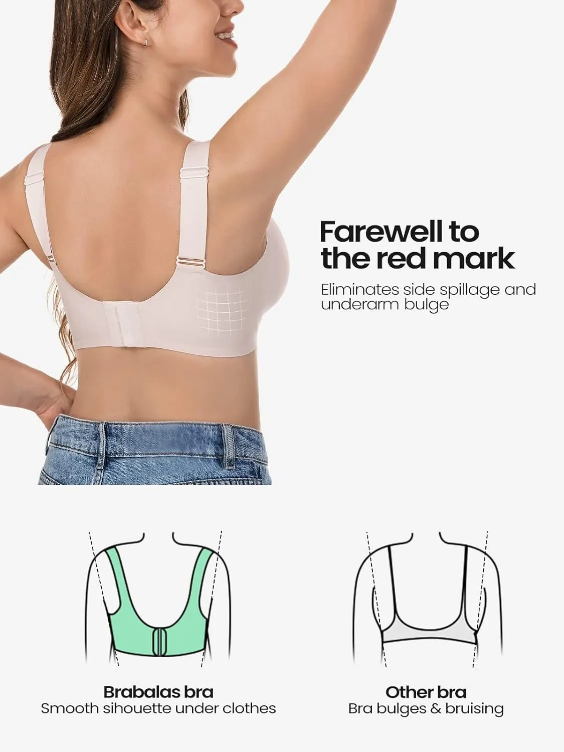 Wireless Bras for Women (34C-42DD), Extremely Comfortable Seamless Bra Mesh Bralettes Adjustable Straps Everyday Bra