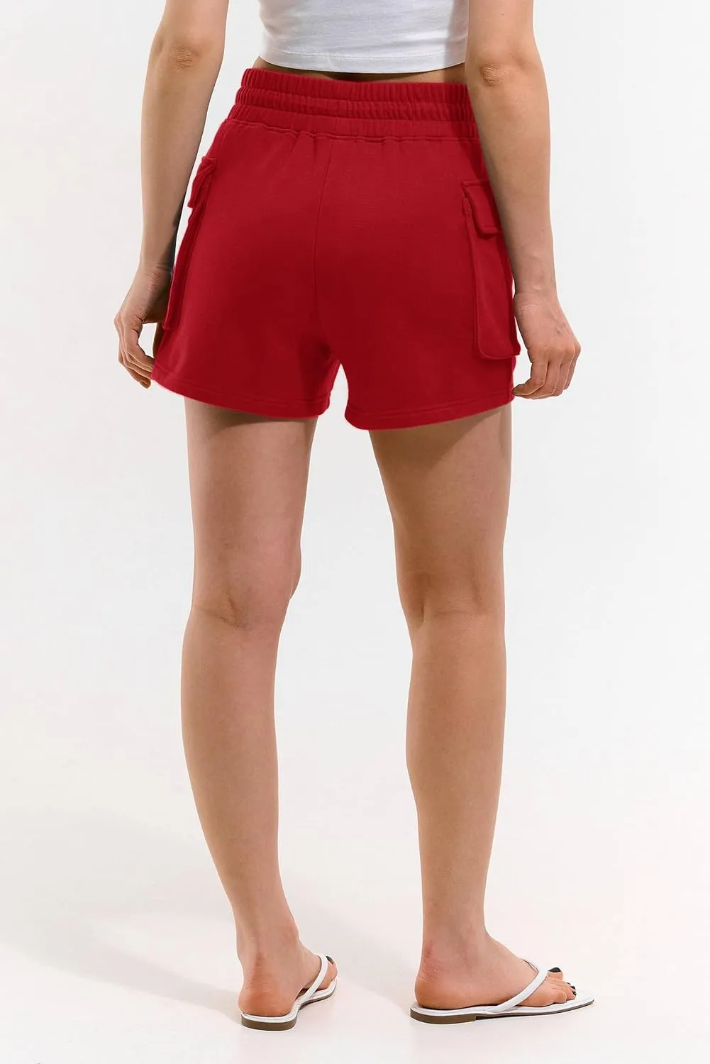 Women Workout Fitness Lounge Comfy Sweat Shorts Athletic Running Drawstring Terry Cotton Shorts