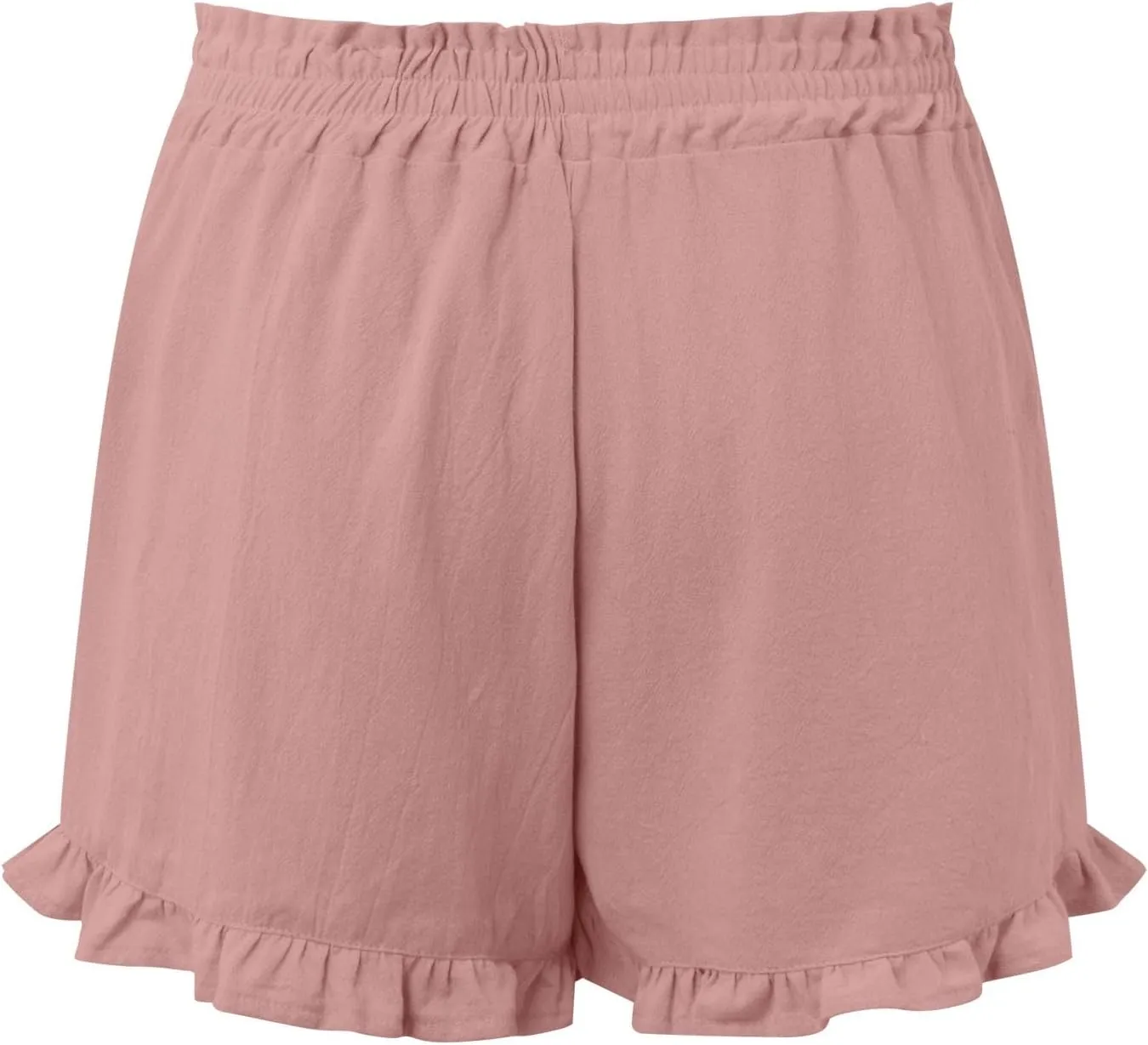 Womens High Waisted Beach Shorts Comfy Summer Drawstring Cotton Shorts Ruffle Flowy Wide Leg Short Pants with Pockets