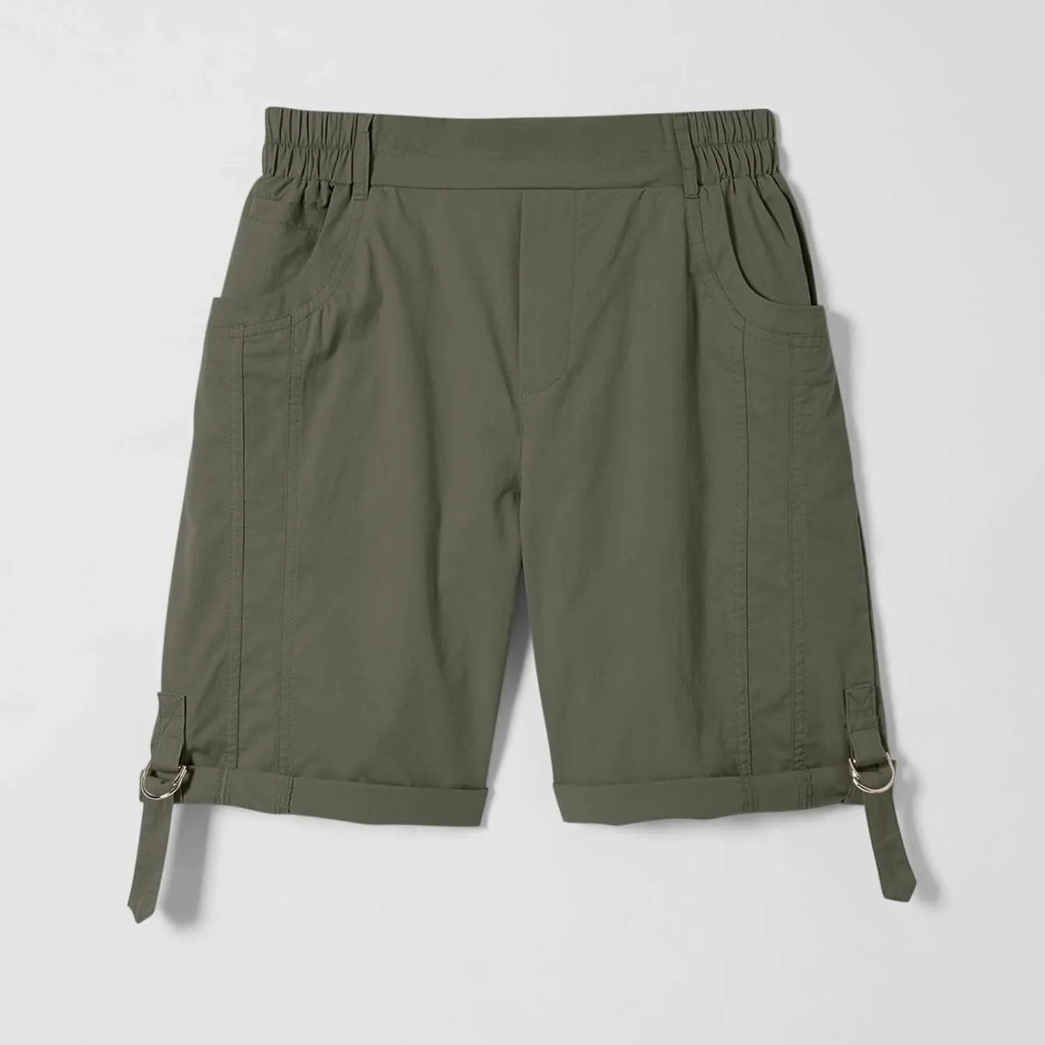 Women's Hiking Cargo Shorts with Pockets Quick Dry Lightweight Elastic High Waist Shorts Cuffed Hem Casual Summer Pant