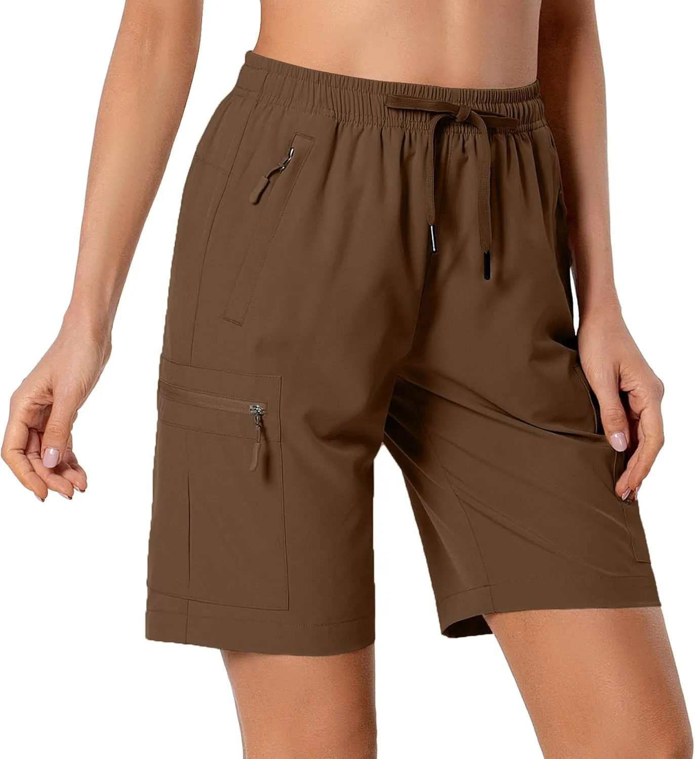 Women's Lightweight Hiking Cargo Shorts Quick Dry Athletic Shorts for Camping Travel Golf with Zipper Pockets Water Resistant