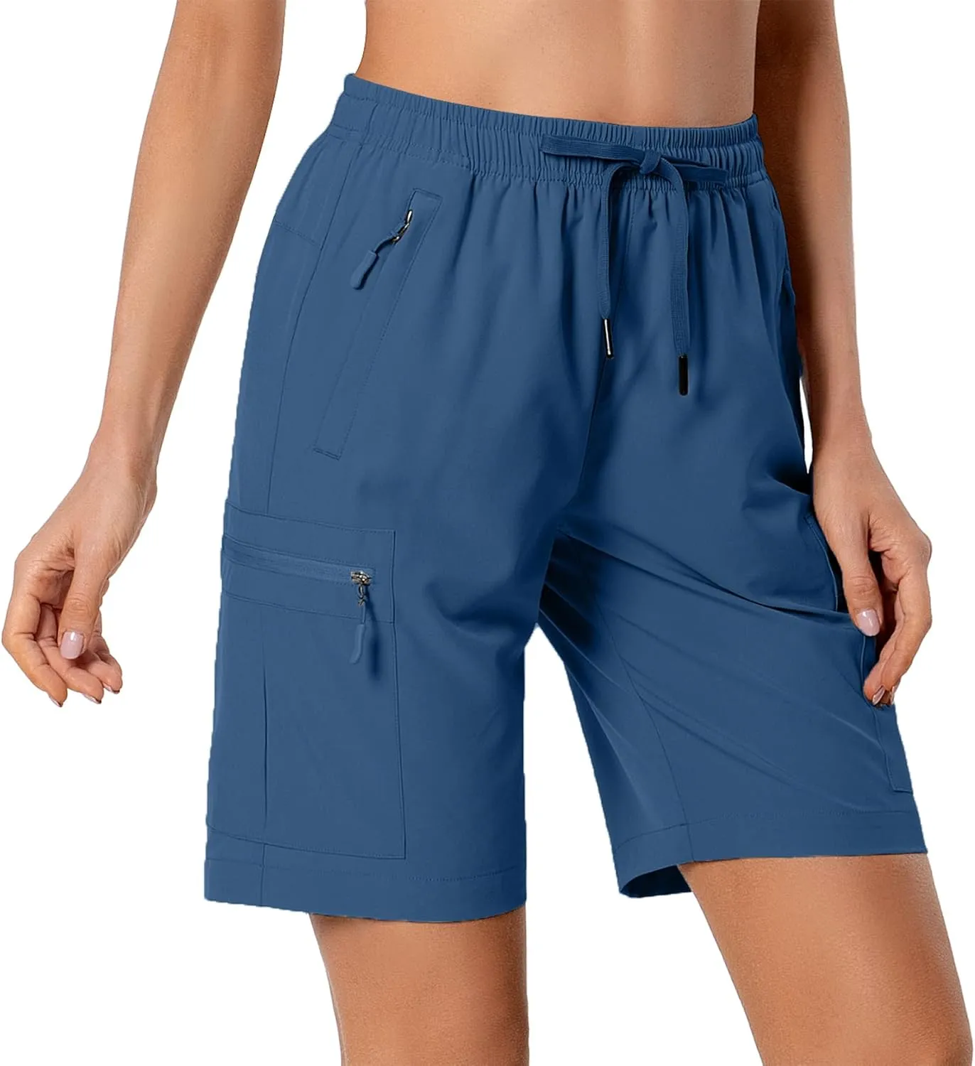 Women's Lightweight Hiking Cargo Shorts Quick Dry Athletic Shorts for Camping Travel Golf with Zipper Pockets Water Resistant
