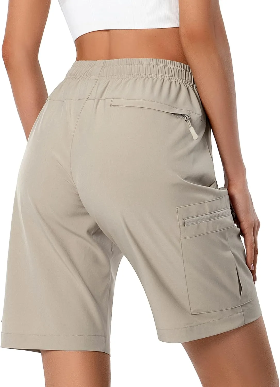 Women's Lightweight Hiking Cargo Shorts Quick Dry Athletic Shorts for Camping Travel Golf with Zipper Pockets Water Resistant