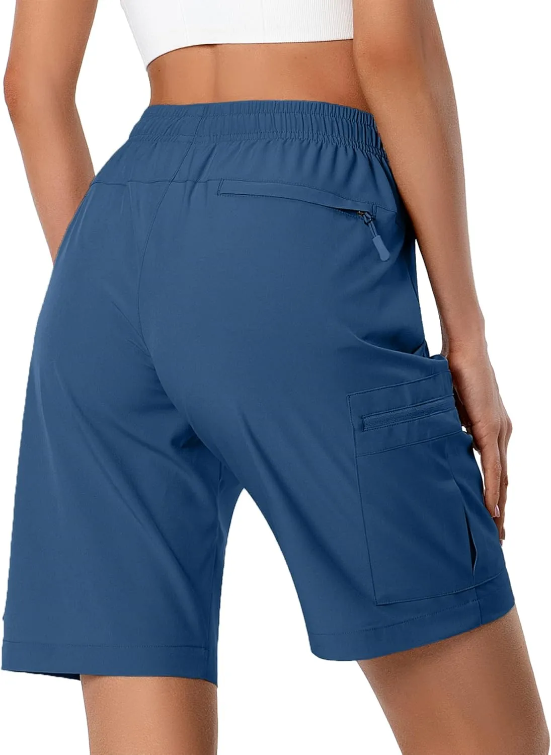 Women's Lightweight Hiking Cargo Shorts Quick Dry Athletic Shorts for Camping Travel Golf with Zipper Pockets Water Resistant