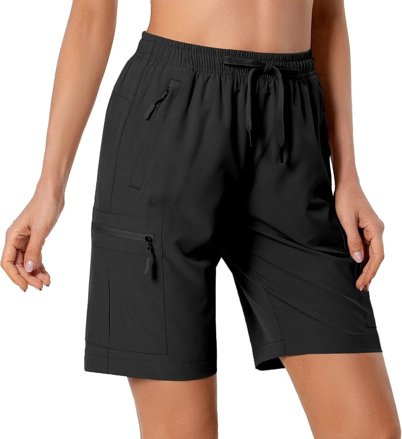 Women's Lightweight Hiking Cargo Shorts Quick Dry Athletic Shorts for Camping Travel Golf with Zipper Pockets Water Resistant