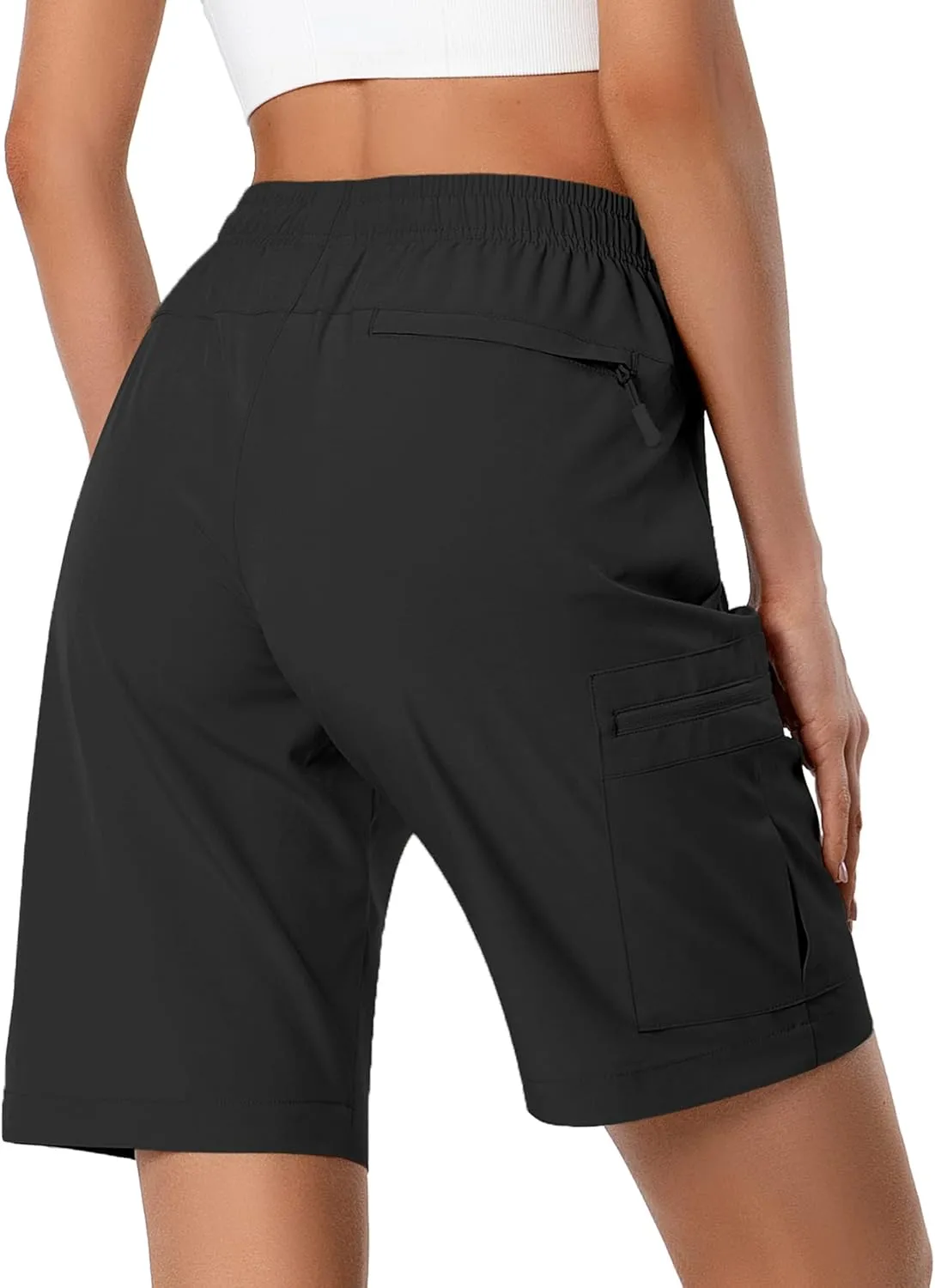 Women's Lightweight Hiking Cargo Shorts Quick Dry Athletic Shorts for Camping Travel Golf with Zipper Pockets Water Resistant