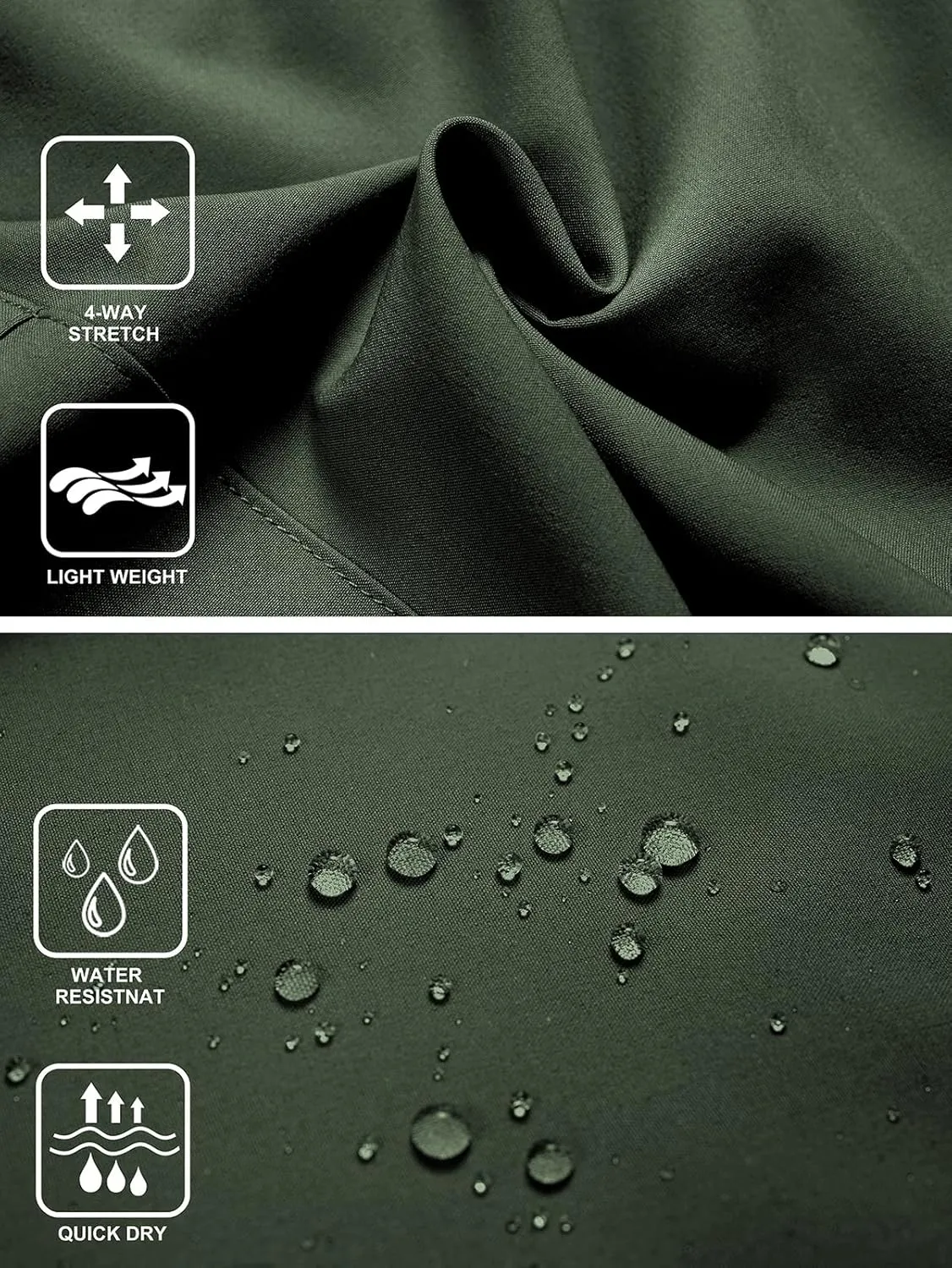 Women's Lightweight Hiking Cargo Shorts Quick Dry Athletic Shorts for Camping Travel Golf with Zipper Pockets Water Resistant