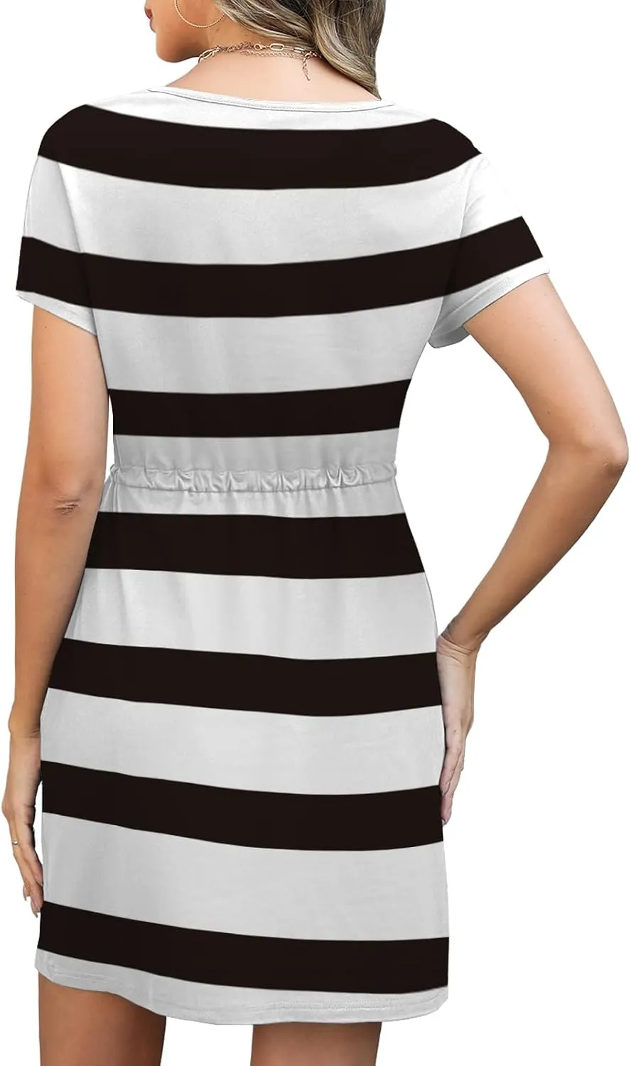 Womens Summer Dresses 2025 Casual Tie Front Short Sleeve A Line Midi Shirt Dress Beach Vacation Clothes