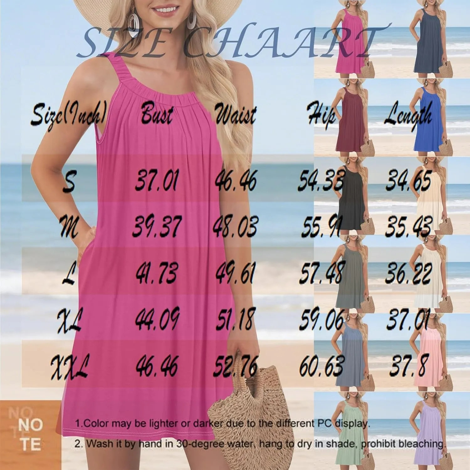 Womens Summer Dresses Beach Cover Up Tank Dress Casual Vacation Short Summer Halter Dresses with Pockets