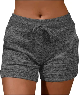 Women's Summer Lounge Shorts Drawstring High Waisted Casual Beach Shorts Pull On Athletic Running Yoga Short Pants