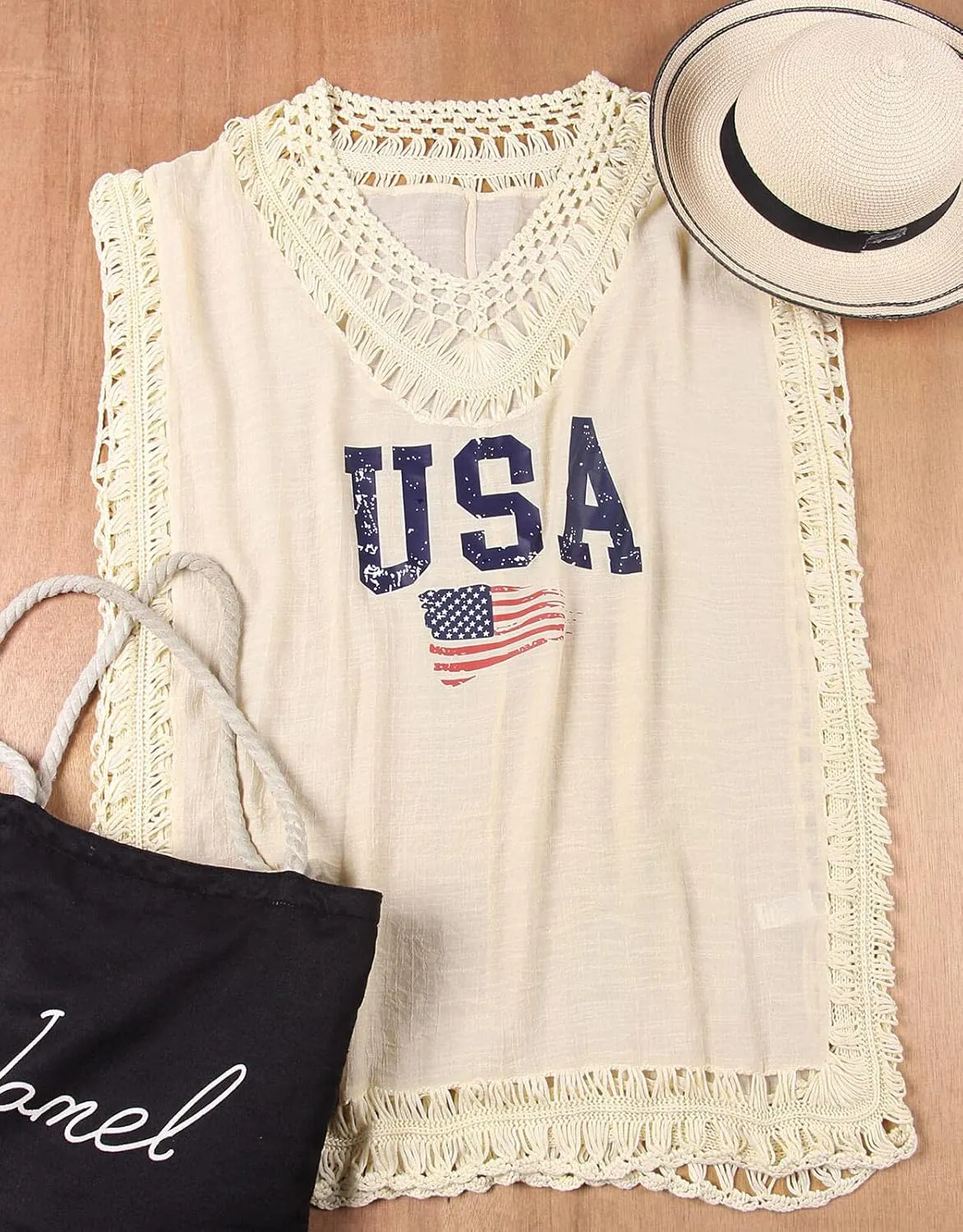 Women's Swimwear Cover ups Summer Short Sleeve Crochet Sexy Beach Dress