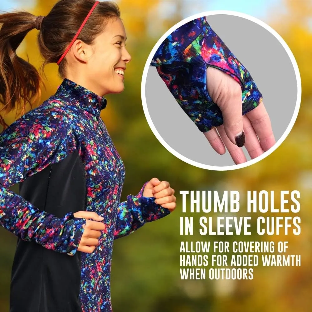 Women's Tennis Golf Running Pullover Sports Jacket, Half Zip, Pocket