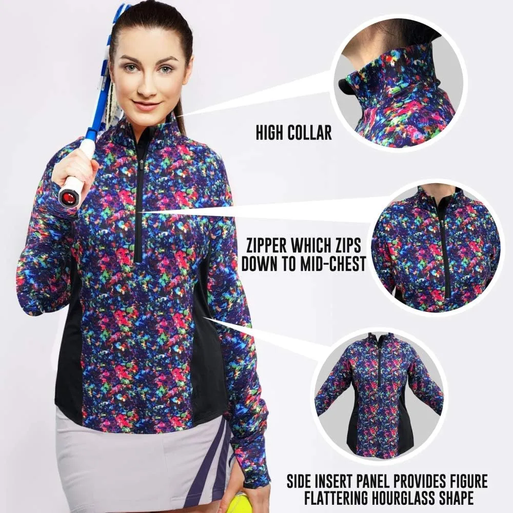 Women's Tennis Golf Running Pullover Sports Jacket, Half Zip, Pocket