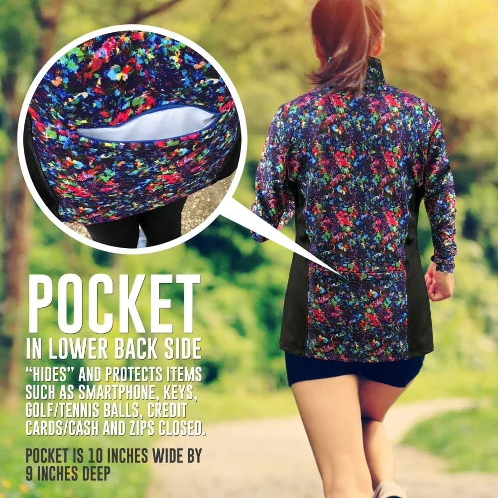 Women's Tennis Golf Running Pullover Sports Jacket, Half Zip, Pocket