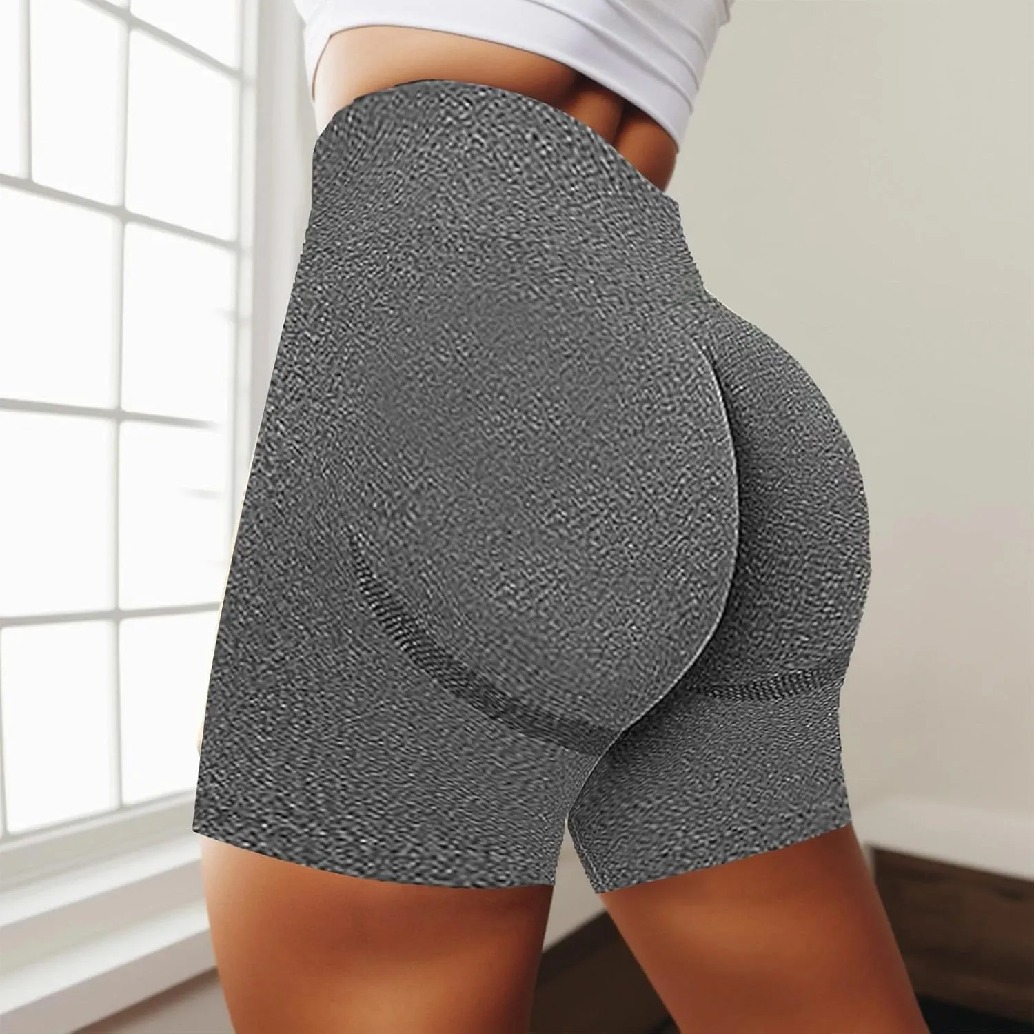 Yoga Shorts for Women Lightweight High Rise Bike Shorts Butt Lifting Tummy Control Ruched Booty Yoga Short Pants