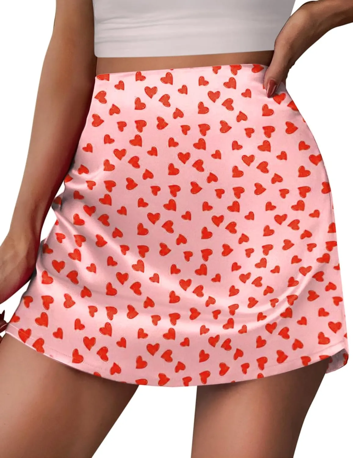 Zeagoo Womens Summer Mini Skirts Elastic High Waisted Stain A-Line Zipper Party Skirt 2025